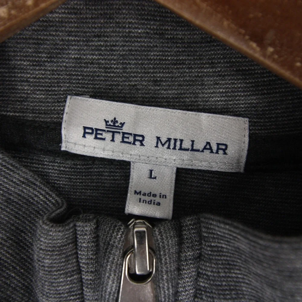 Peter Millar Crown Comfort Interlock Pullover Mens L Gray Heather Quarter Zip